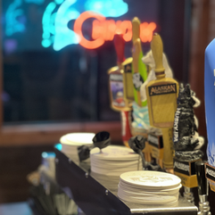 a photo of the bar taps available at the best fishing lodge in Alaska for non fishers