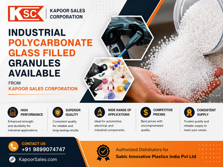 Industrial Polycarbonate Glass Filled Granules Available from Kapoor Sales Corporation