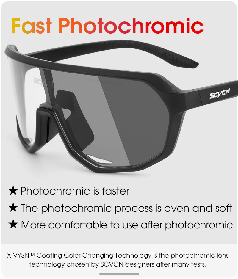 Thumbnail: 2 Packs Photochromic Cycling Glasses Outdoor Sports Bicycle Sunglasses Men MTB C