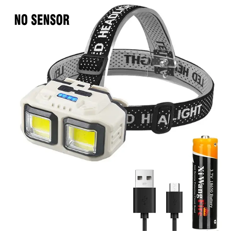 Thumbnail: Powerful Sensor COB LED Headlamp USB Rechargeable Head Flashlight Headlight Wate
