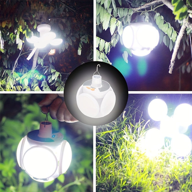 Thumbnail: Solar/USB Rechargeable LED Bulb Light Outdoor Folding Light Portable Soccer Bulb