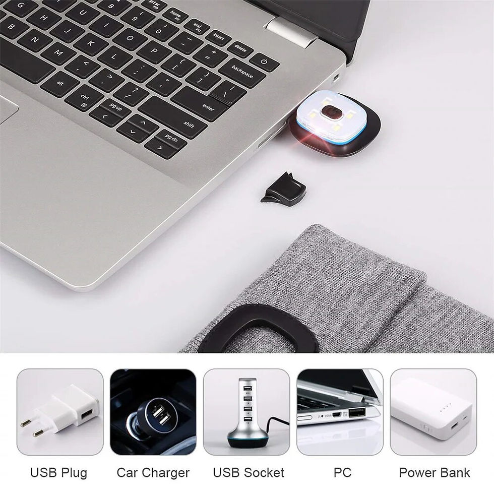 Thumbnail: USB Rechargeable Hands Free 4 LED Headlamp Cap Winter Knitted Night Lighted Hat 