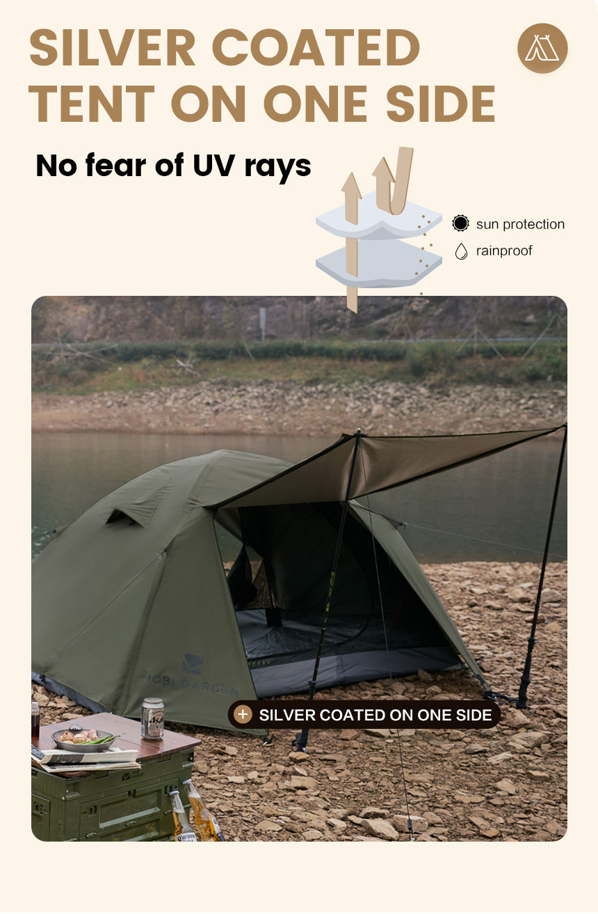 Thumbnail: MOBI GARDEN Camping Backpacking Tent Waterproof Rainproof Hiking Silver Coated S