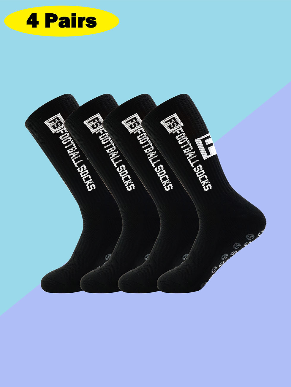 Thumbnail: 4 Pairs Men's Soccer Socks with Grip, Non Slip Anti Slip Athletic Socks with Cus