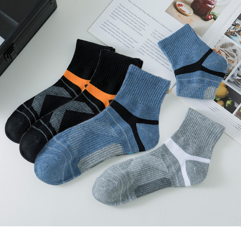 Thumbnail: 3/5/6 Pairs  Cotton Outdoor Sports Socks, Sweat Absorbing and Odor Resistant Cot