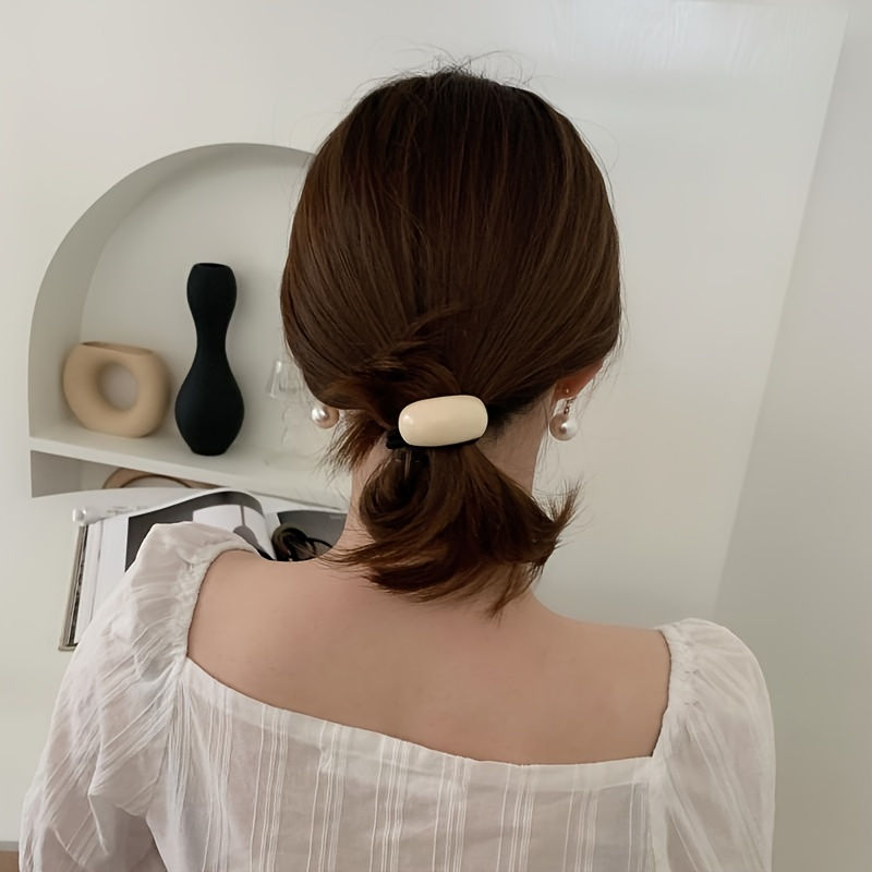 Thumbnail: Hot selling new acrylic pea curved girl hair loop tie ponytail headband leather 