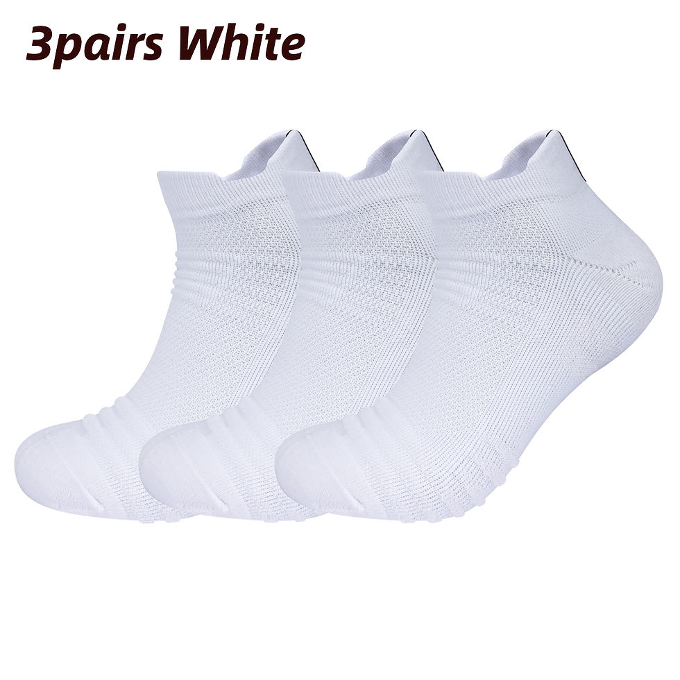 Thumbnail: 3 Pairs Breathable Mesh Athletic Terry Socks Cushioned Moisture-managing and Dur