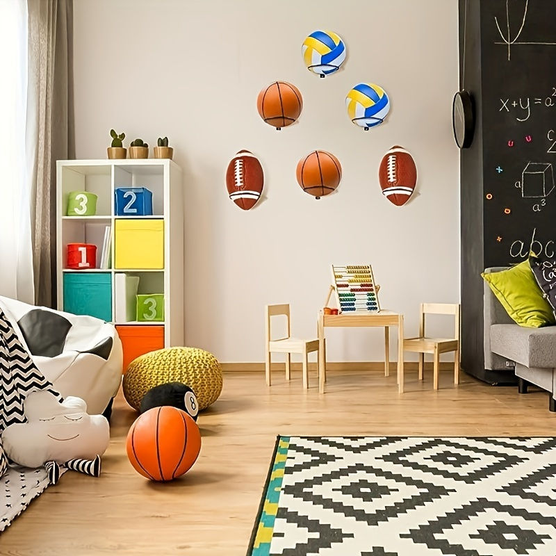 Thumbnail: 1pc/2pcs Metal Wall Mounted Sports Ball Display Stand For Basketball, Football, 