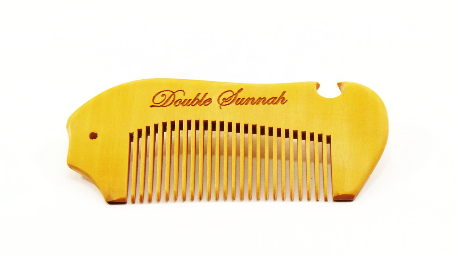 Double Sunnah Hand-Made Peach Wood Beard & Hair Massage Combs (Fine Tooth):