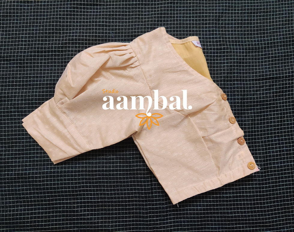 Thumbnail: Gold Self Design Puff Sleeve Blouse