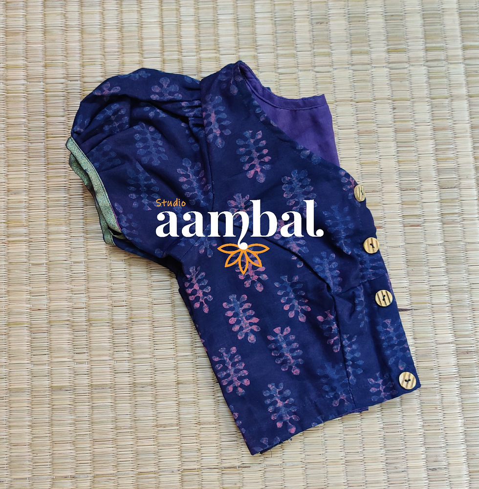 Thumbnail: Purple Chanderi Short Puff Blouse