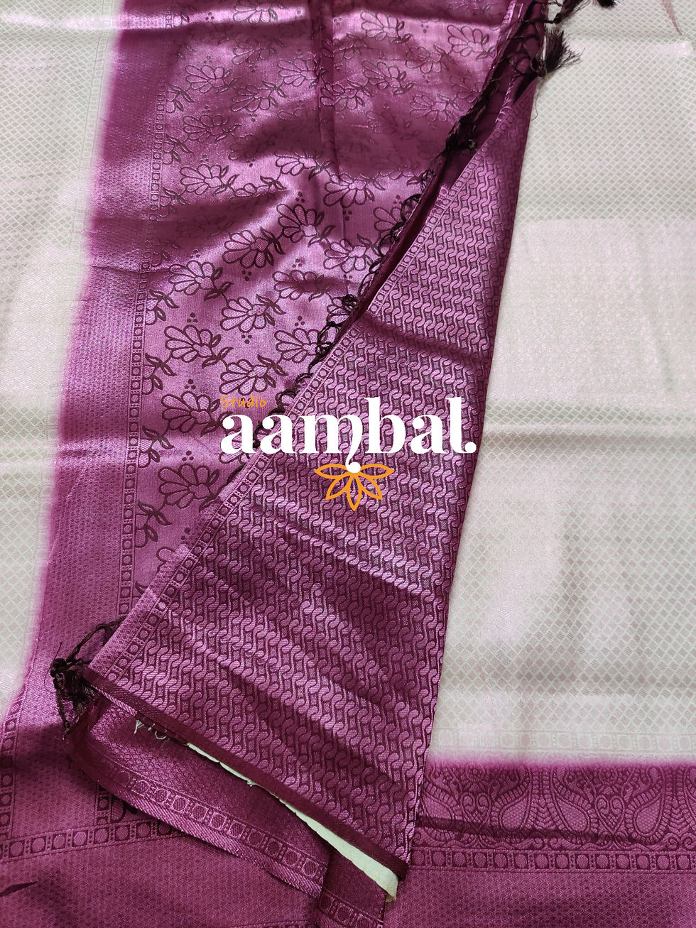 Thumbnail: Off-White/MagentaCopper Zari Banarasi Saree