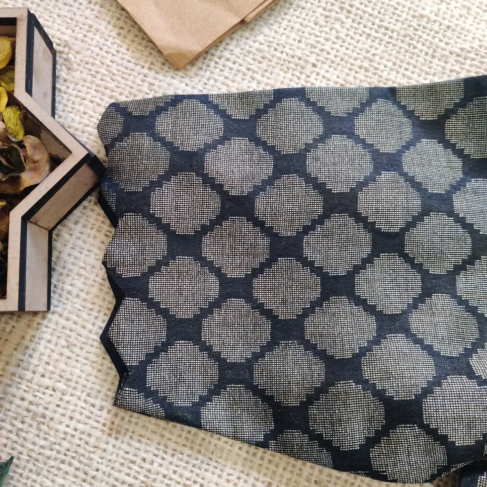 Thumbnail: Kalyani - Black Semi Tussar Pattern Blouse