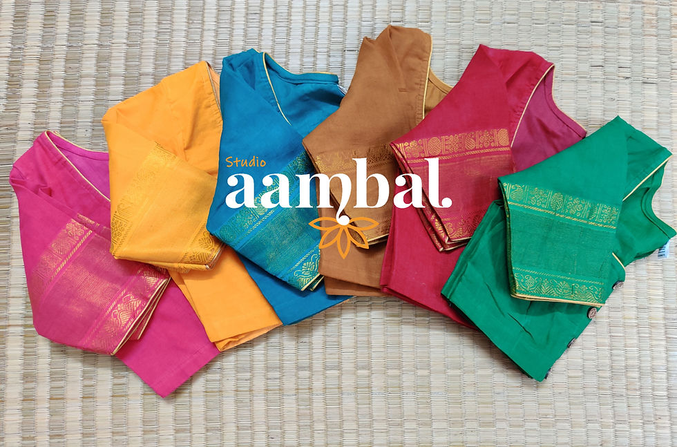 Thumbnail: Pink Plain Blouse with Gold Border