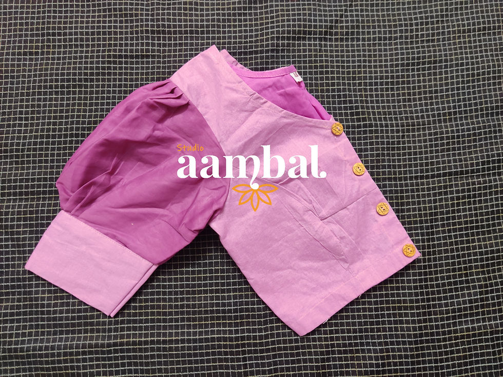 Thumbnail: Pastel Lavender Dual Colour Puff Sleeve Blouse