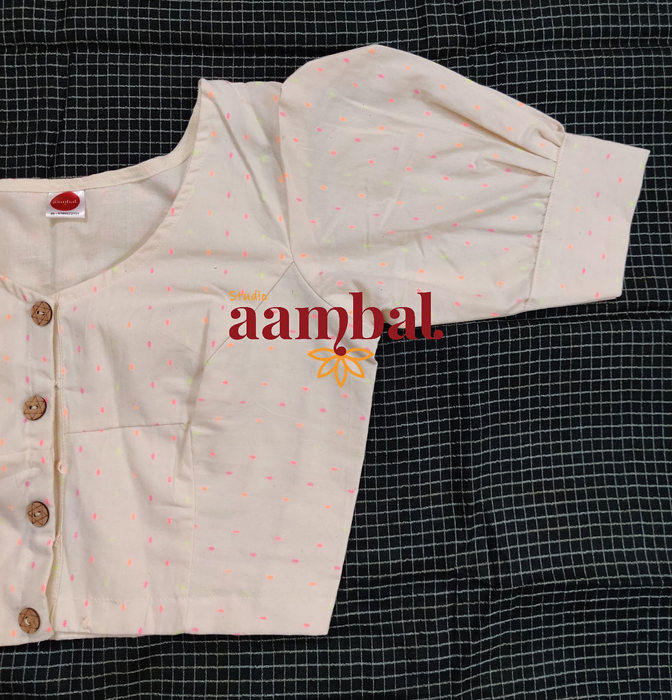 Beige With Polka Dot Puff Sleeve