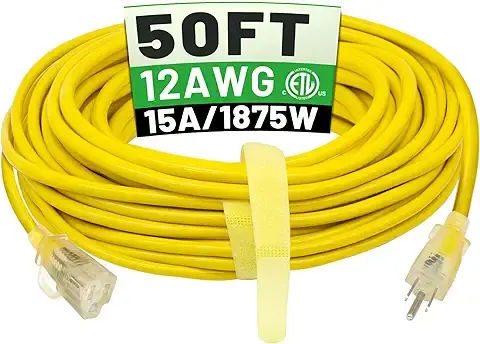 Heavy‑Duty 12/3 Contractor‑Grade Extension Cord