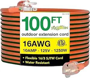 Go Green Power 16/3 100‑ft Outdoor Extension Cord (Long‑Range Option)