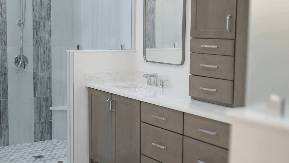 cabinets, mirror, fixtures