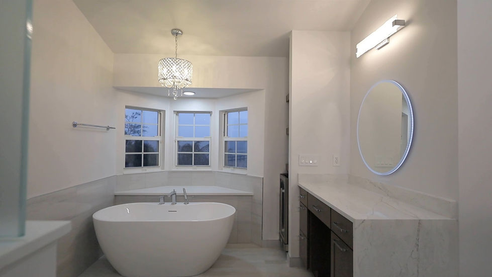 chandelier and garden tub