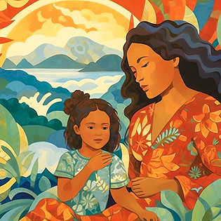 Native Hawaiian mother and daughter