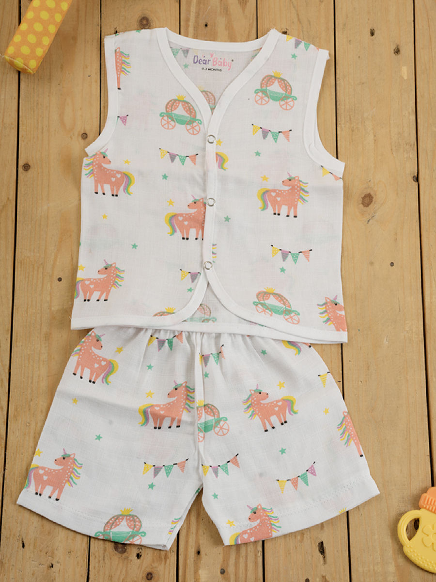 Thumbnail: Muslin White Set F/O sleeveless