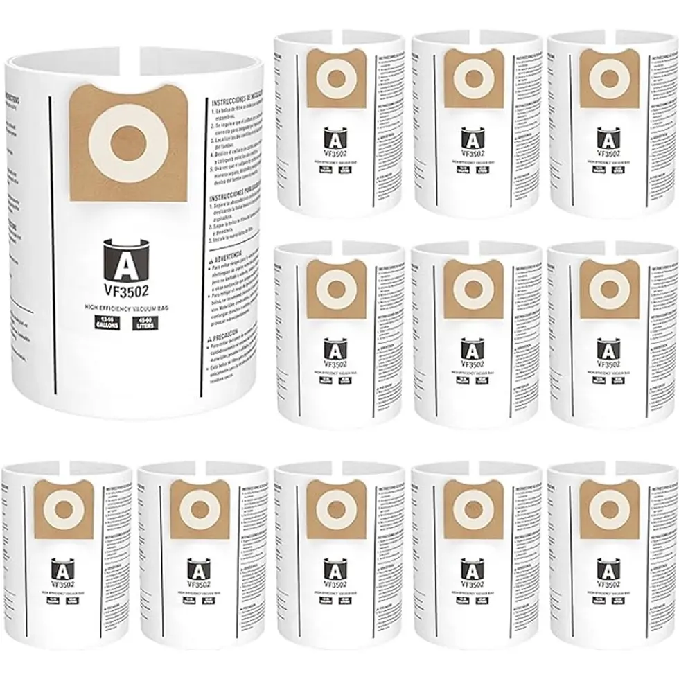 Thumbnail: 3-21 Pack VF3502 Replacement Bags For Ridgid 12-16 Gallon Shop Vac Bags