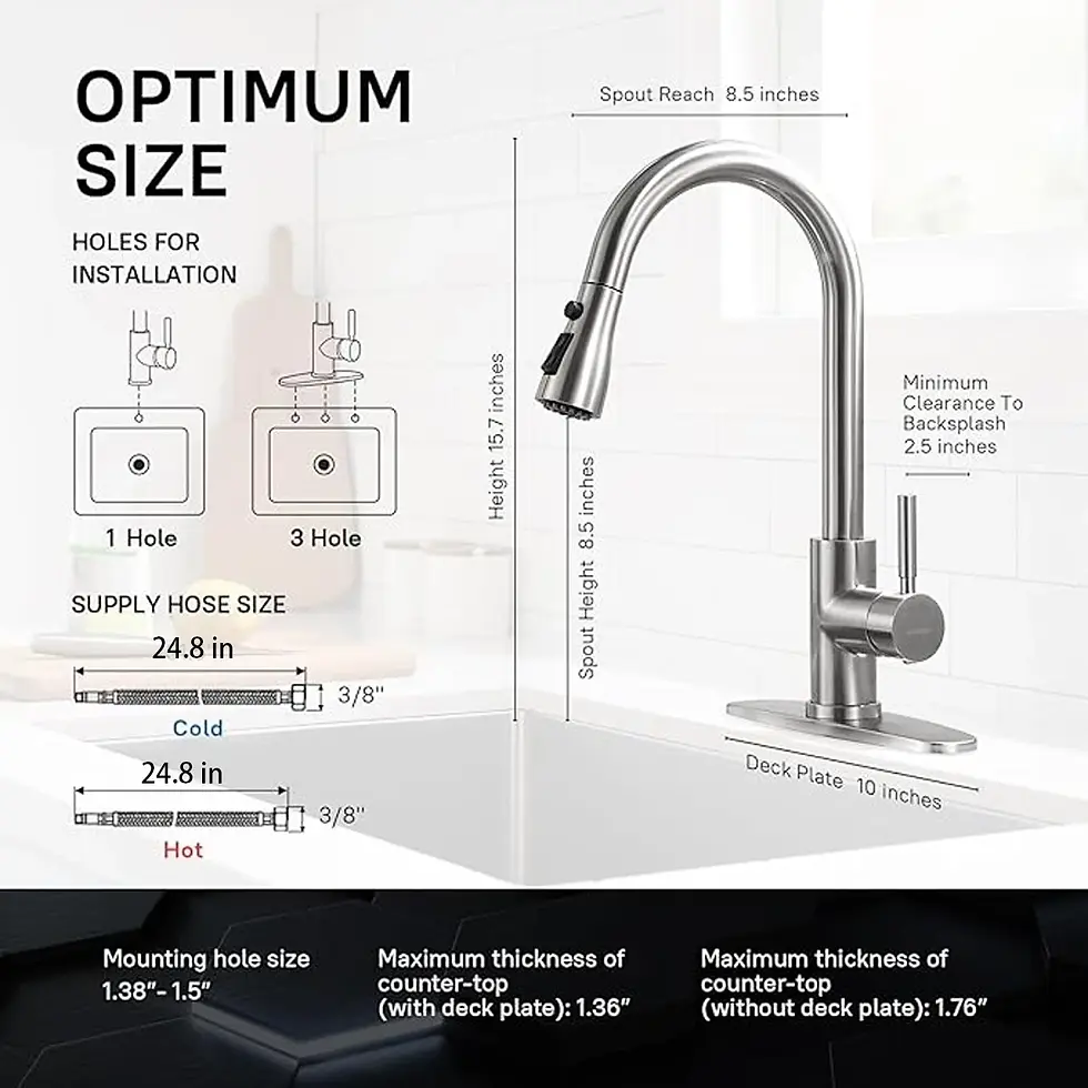 Thumbnail: Kitchen Faucet Pull Down Sprayer Mixer Single Handle Stainless Steel