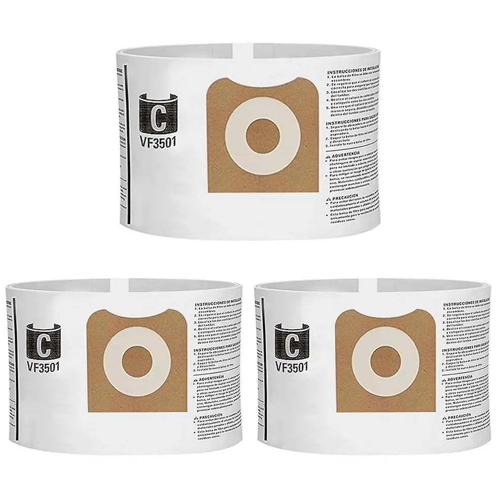 Thumbnail: 3-15 Pack VF3501 For Ridgid 3, 4 and 4.5 Gallon Shop Vac Size C Vacuum Bags