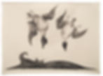 Drawing of two geese plummeting into the ocean.