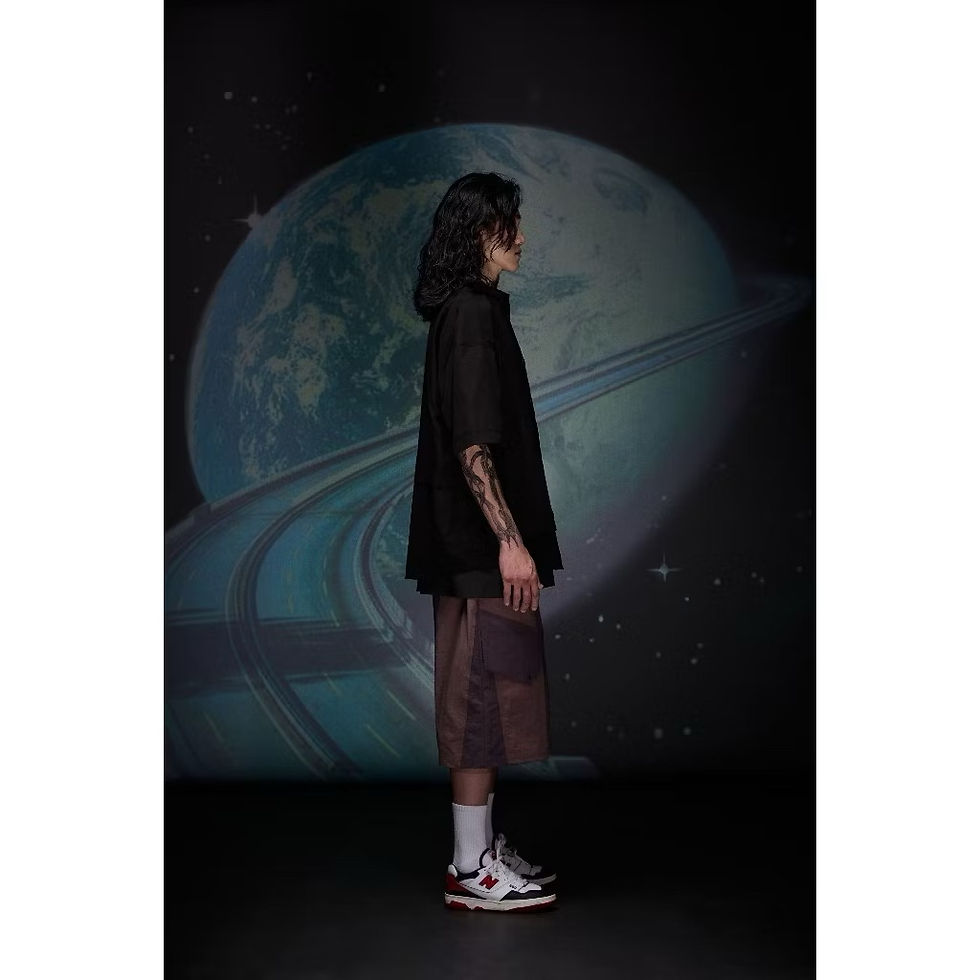 縮圖：BLACK LABEL "Splice Cropped Shorts" | Grey Lavender