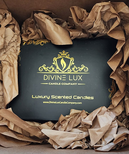 Divine Lux Candle Company Box being shipped