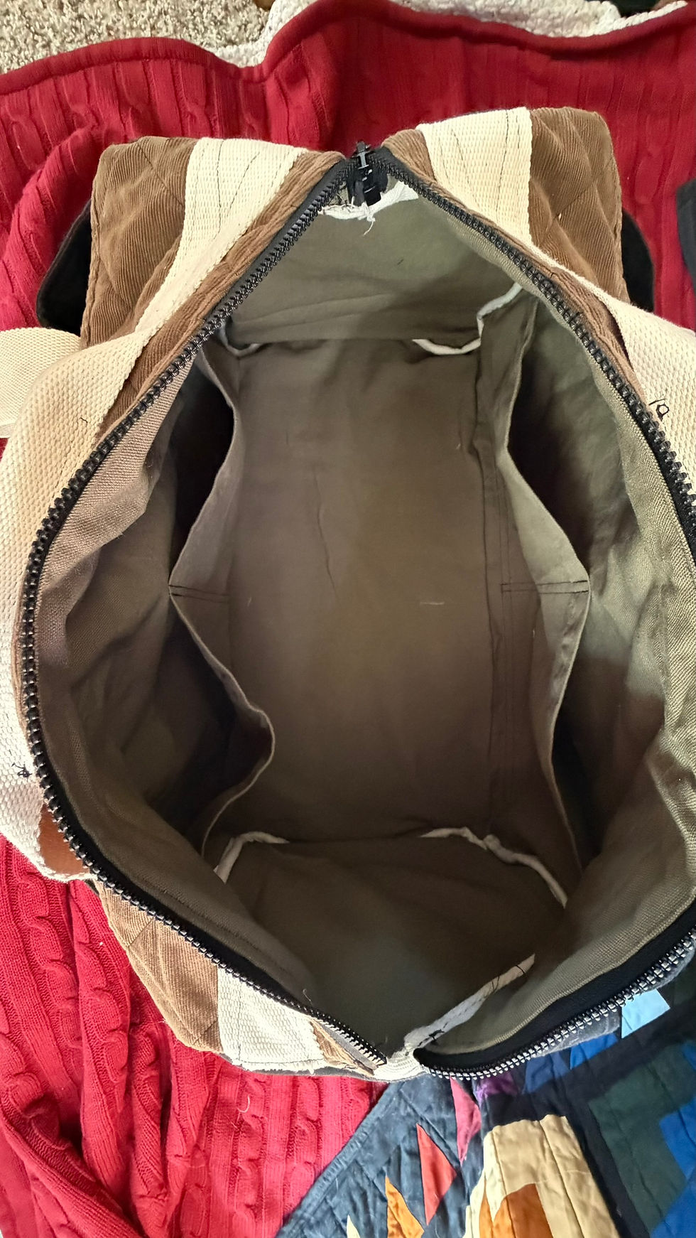 Thumbnail: Tan Corduroy Duffle Bag