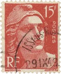 a roman statue on a stamp