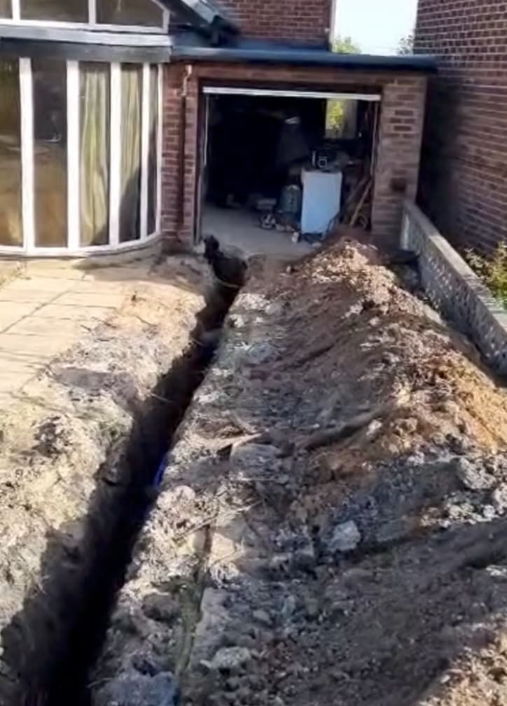 Outside works trench water supplies