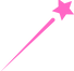 Pink shooting star which is animated when scrolling through the website