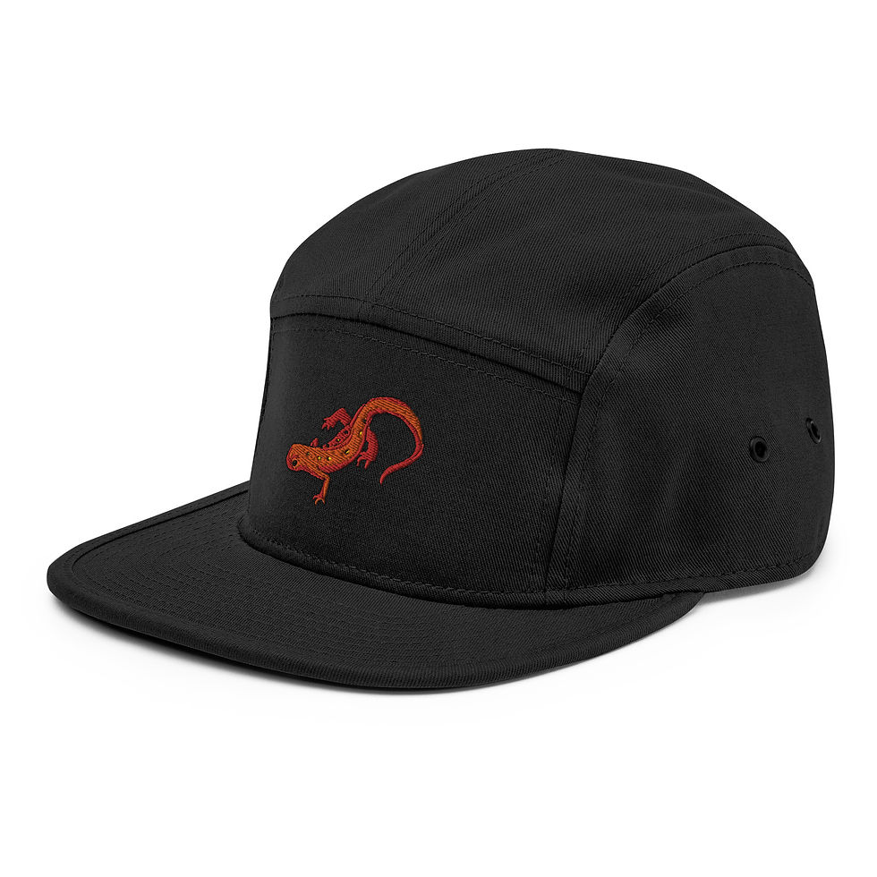 Thumbnail: Red Spotted Newt Embroidered 5 Panel Camper Cap