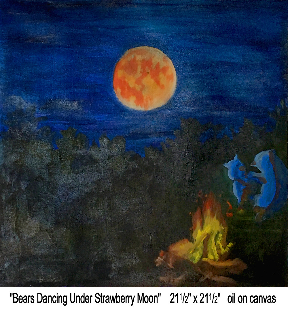 Bears Dancing Under a Strawberry Moon