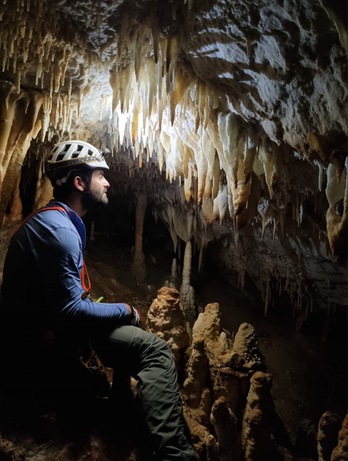 Caves view of a stalactites