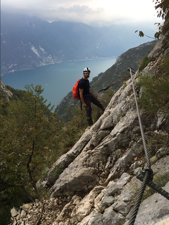 Via ferrata trail in the mountains