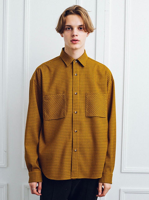 W Pocket Oversize Check Shirt | TAUPE