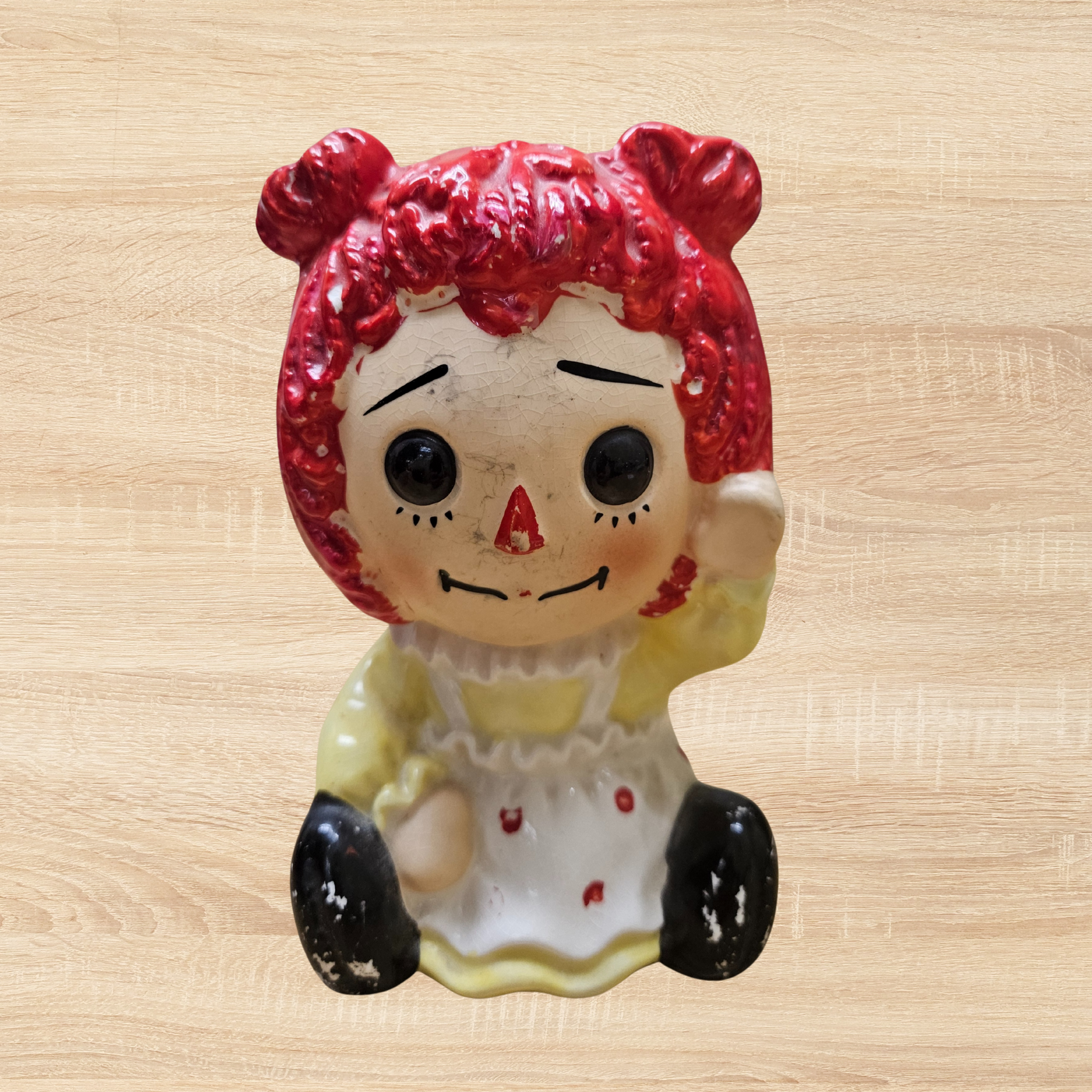 Rare Vintage Raggedy Ann Flower Pot from Japan - front