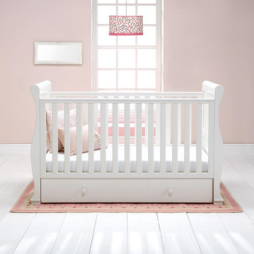 East Coast Alaska Sleigh Cot Bed With Drawer White Chic Petit Uk