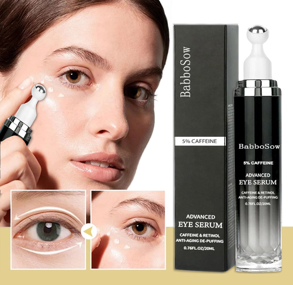 BabboSow Advanced Eye Serum (5% Caffeine & Retinol), 20 ml