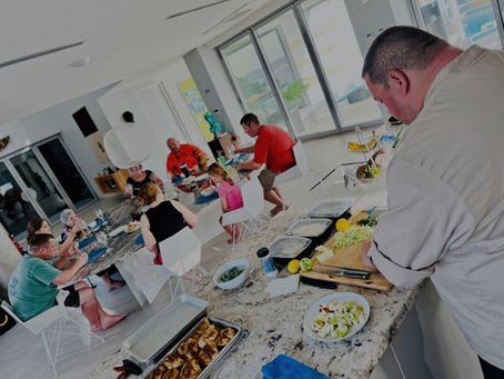 private chef cooking for a family in a villa in Aruba