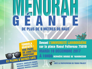 Allumage Public d'une Menorah Geante !!