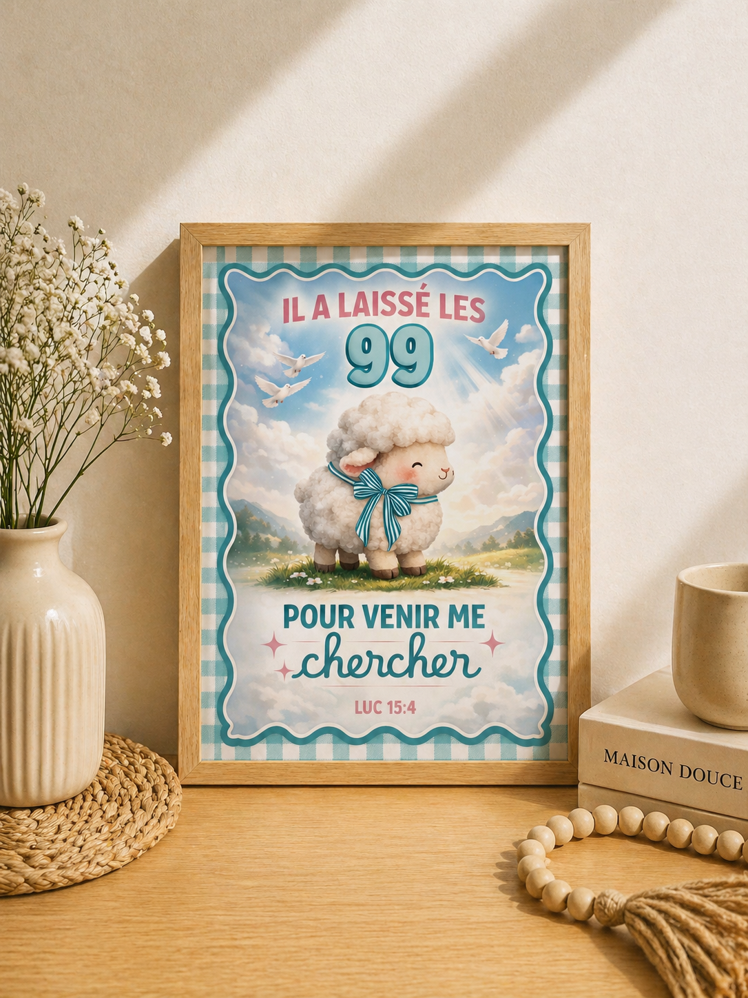 Affiche chrétienne Il a laissé les 99 brebis - Brebis retrouvée à partir de 9€
