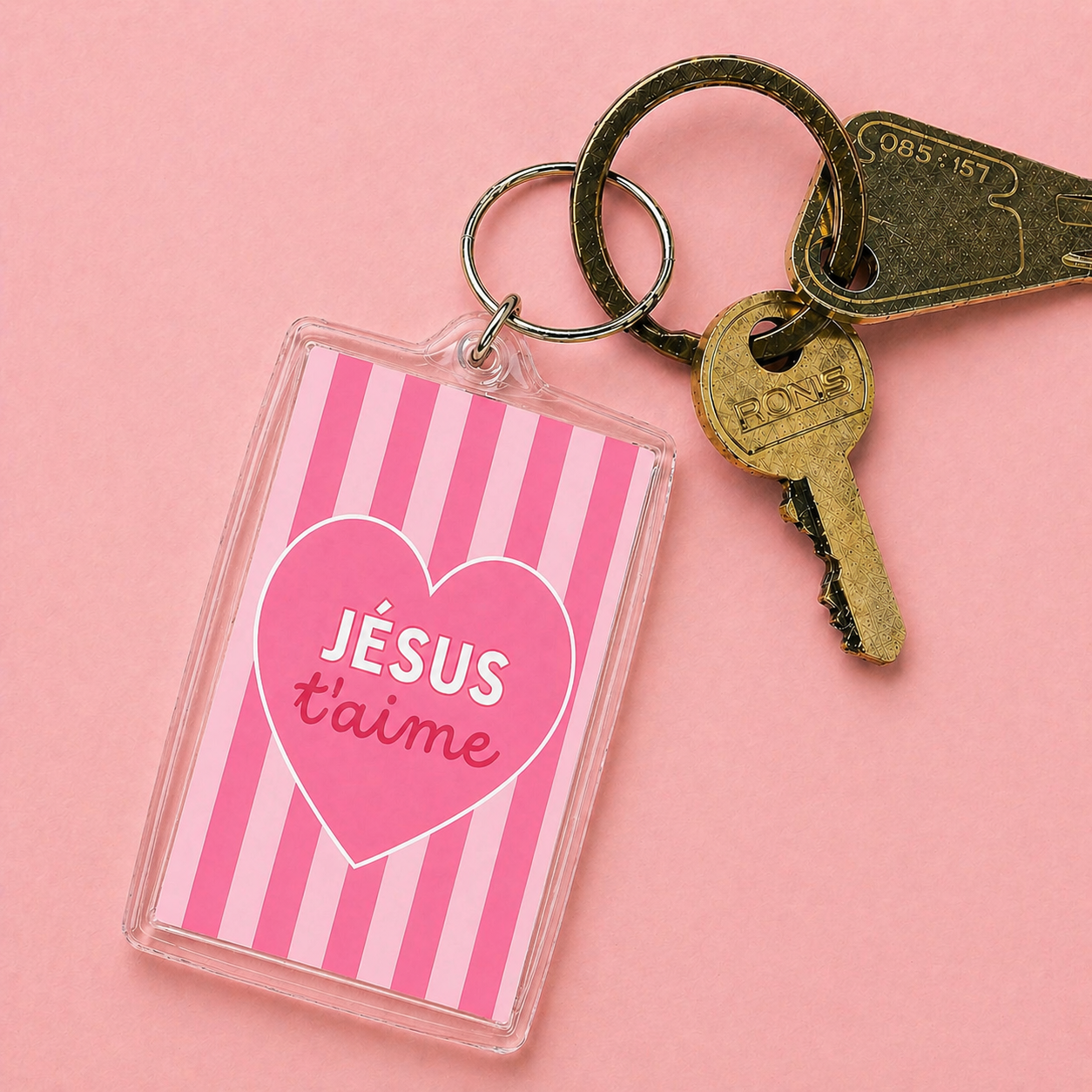 Porte-clé Jésus t'aime - Barbe à papa