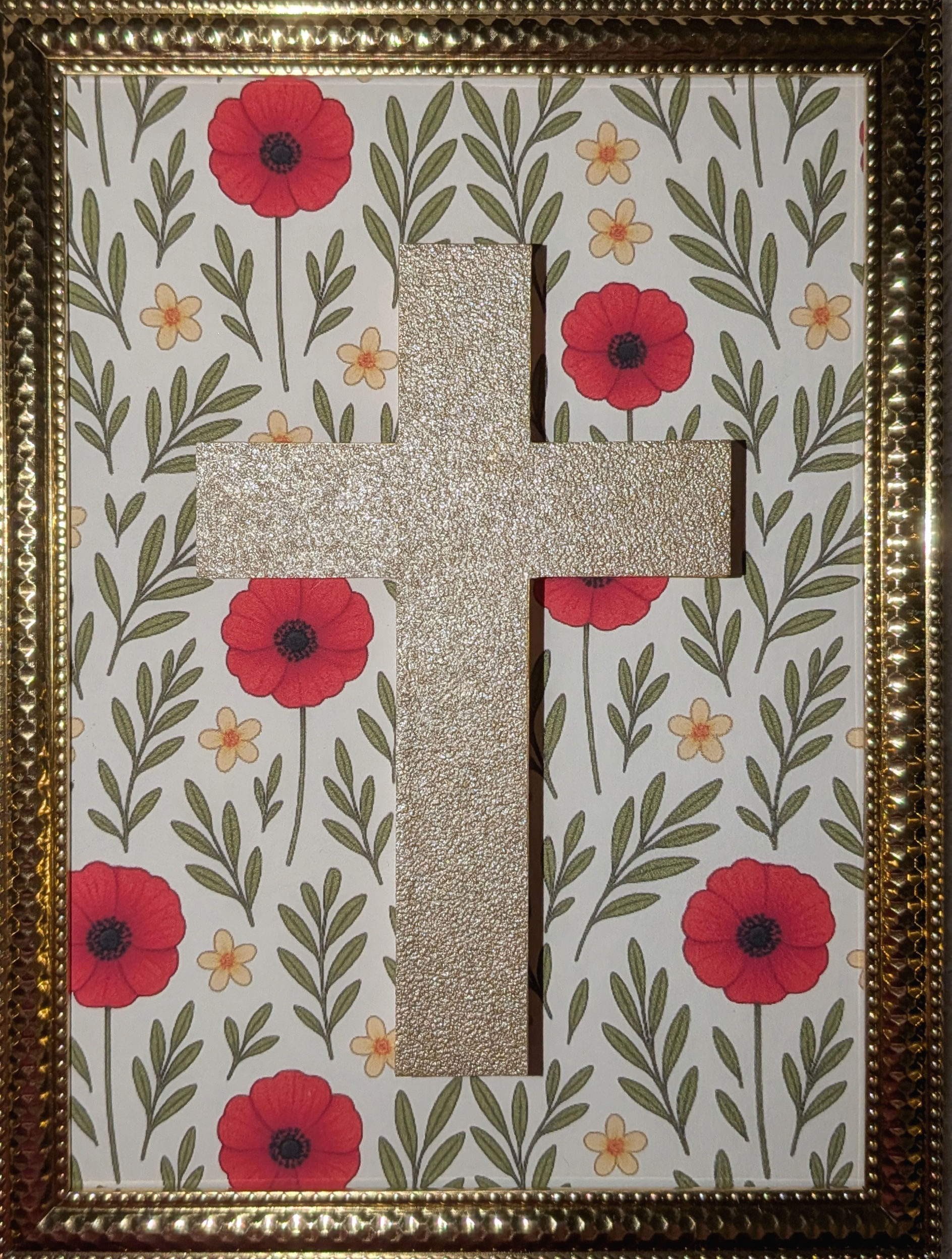 Croix encadrée petit format - Coquelicot