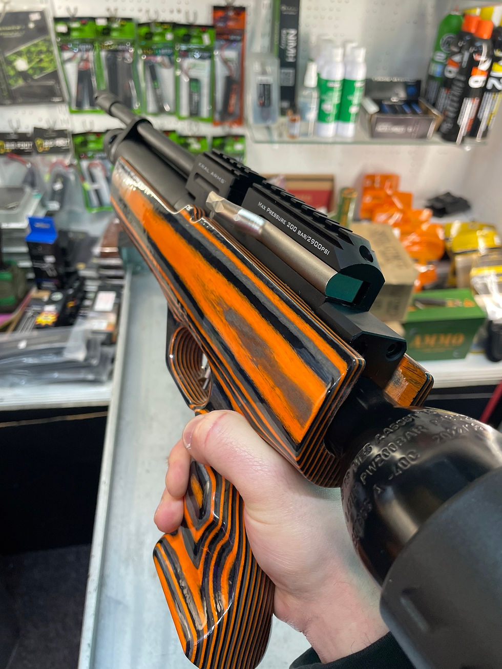 Thumbnail: Kral NP02 orange laminate PCP air rifle